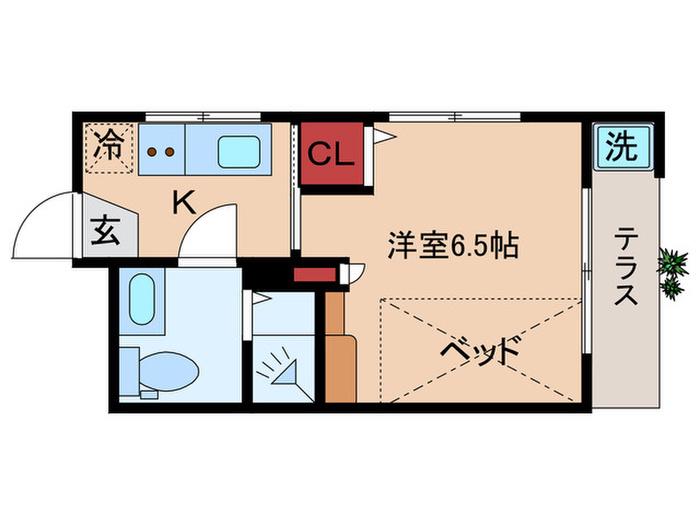 パルスコートI(1K/1階)の間取り写真