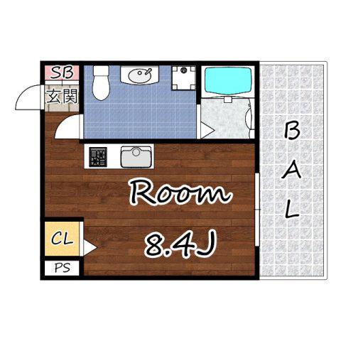 ノイヴェル出屋敷(ワンルーム/3階)の間取り写真
