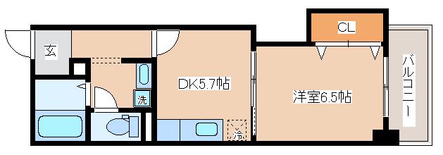 サンクラッソ湊川公園駅前(1DK/2階)の間取り写真