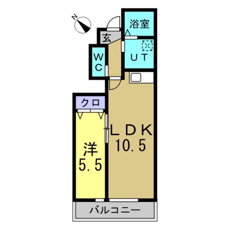 ウエスト加木屋(1LDK/1階)の間取り写真