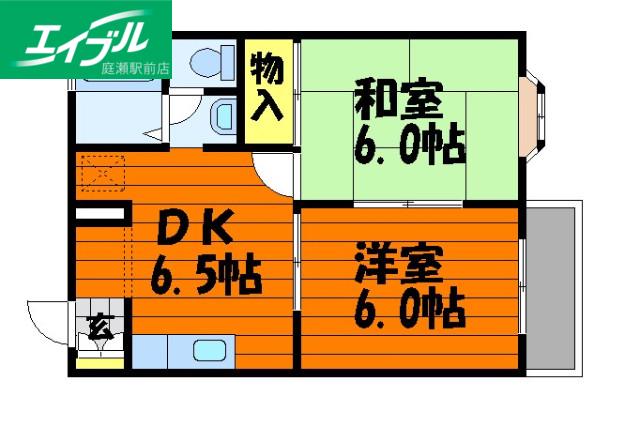 エスポワール都I B棟(2DK/2階)の間取り写真