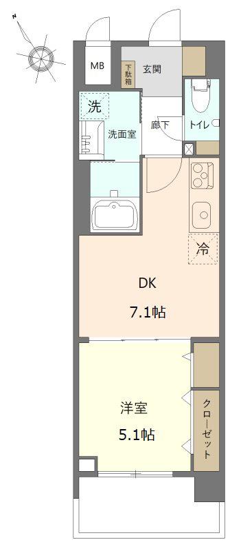 イーグルライズ舞浜(1DK/1階)の間取り写真