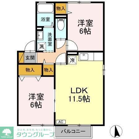 ガーデンコートB(2LDK/2階)の間取り写真
