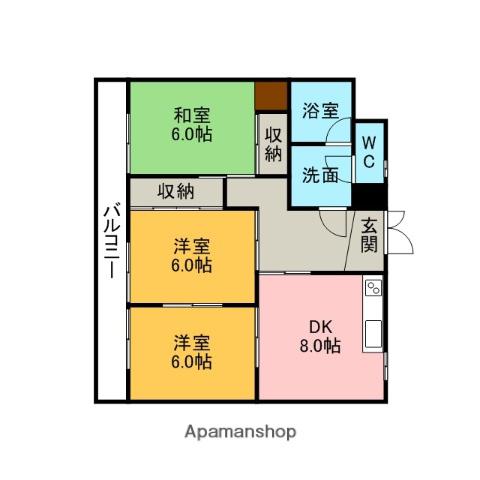 サントヴィラ東刈谷(3DK/3階)の間取り写真