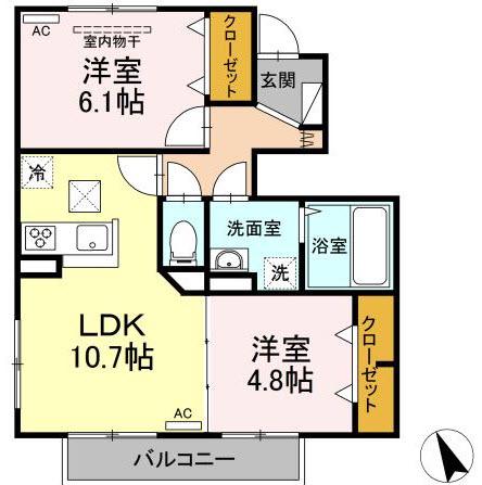 セジュールちさとIII(2LDK/1階)の間取り写真