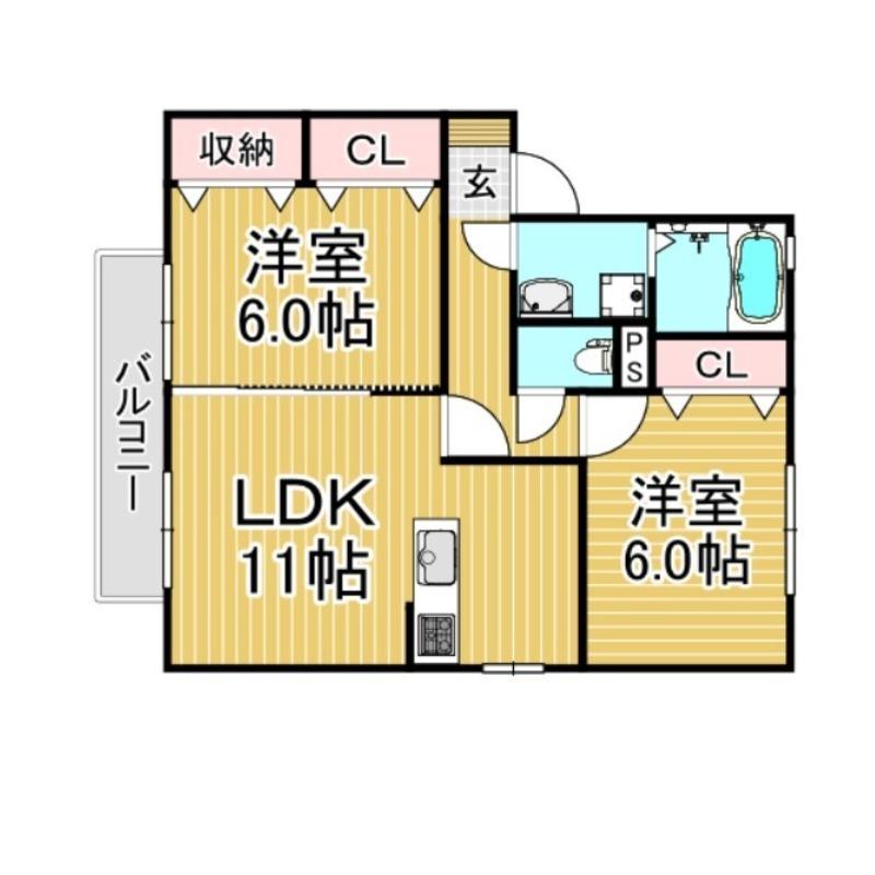 シーゲルSUGU(2LDK/2階)の間取り写真
