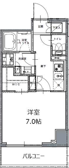 レジディア白金高輪2(1K/4階)の間取り写真