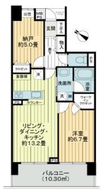 ライオンズグローベル北千住シティマークス(1SLDK/6階)の間取り写真