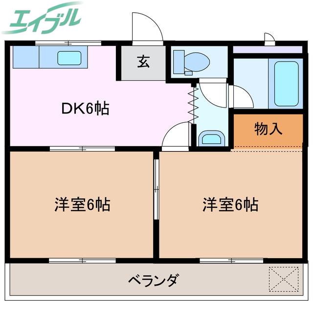 グレイス光栄(2DK/2階)の間取り写真