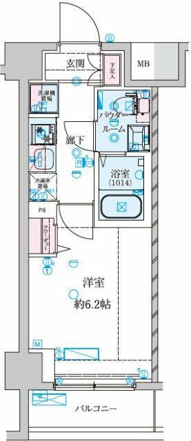 GENOVIA南鳩ヶ谷(1K/1階)の間取り写真