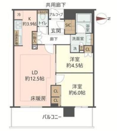 ジオタワー宝塚グランレジス(2LDK/14階)の間取り写真