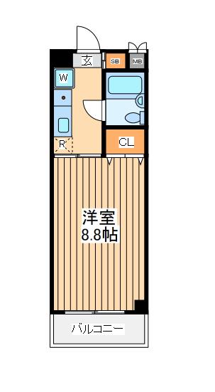 クラージュ等々力(1K/2階)の間取り写真
