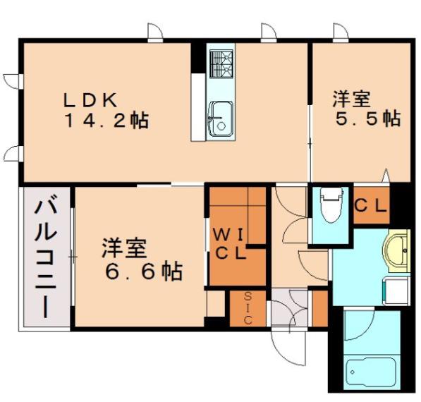 LE RONDINE(2LDK/1階)の間取り写真