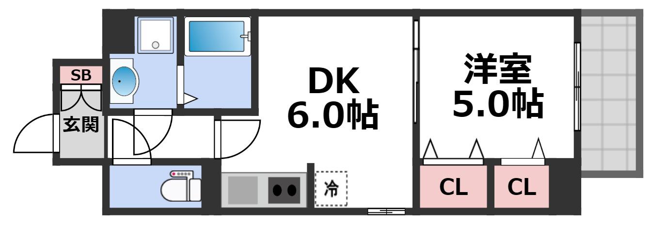 リアライズ鶴橋東II(1DK/8階)の間取り写真