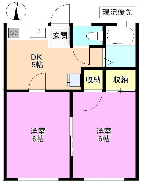 コーポ鈴木A棟(2DK/1階)の間取り写真