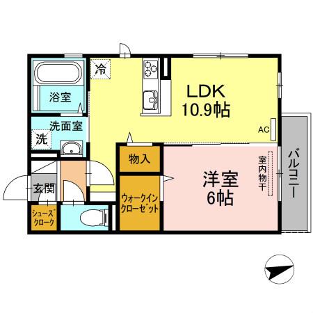 ジャスミンHYM(1LDK/1階)の間取り写真