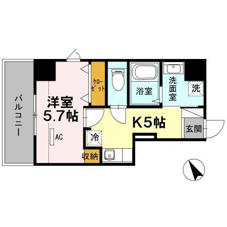 アイリス大森(1K/8階)の間取り写真