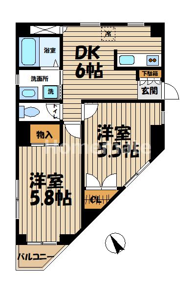 アイディアルビル(2DK/3階)の間取り写真