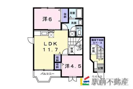 サニーコート六田I(2LDK/2階)の間取り写真