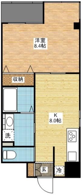 PARKTERRACE中園(1DK/1階)の間取り写真