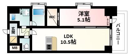 スプランディッド江坂III(1LDK/2階)の間取り写真
