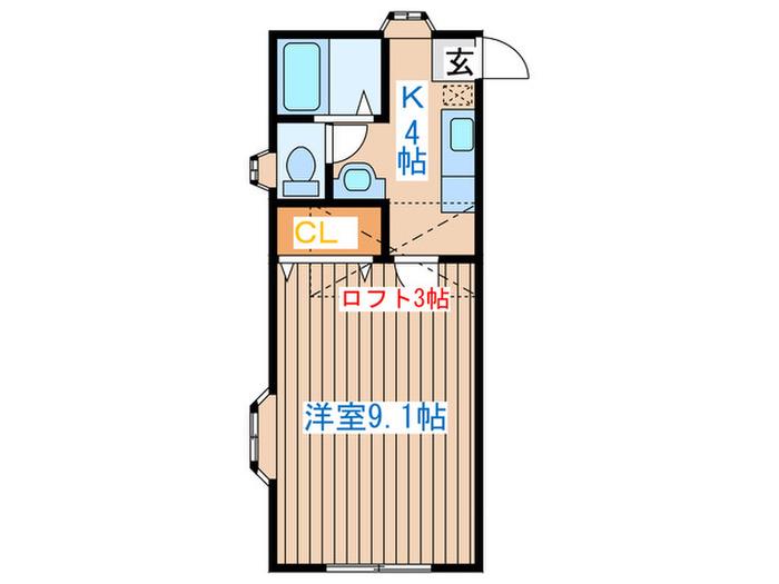 ホワイトキャッスル郡山III(1K/2階)の間取り写真