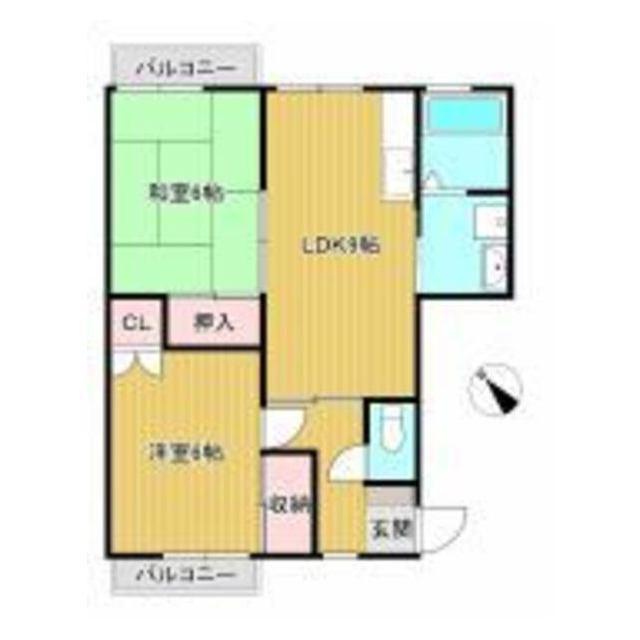 メゾニティK(2LDK/2階)の間取り写真