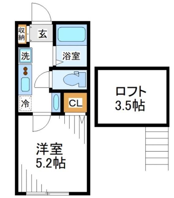 クレストコート上永谷(1K/2階)の間取り写真