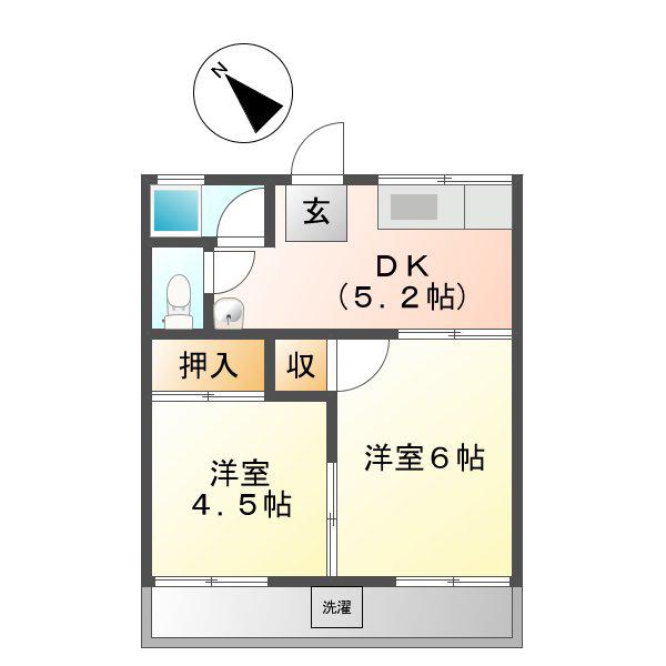 コーポサン(2DK/2階)の間取り写真