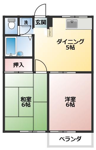 エステートピア幸B(2DK/1階)の間取り写真
