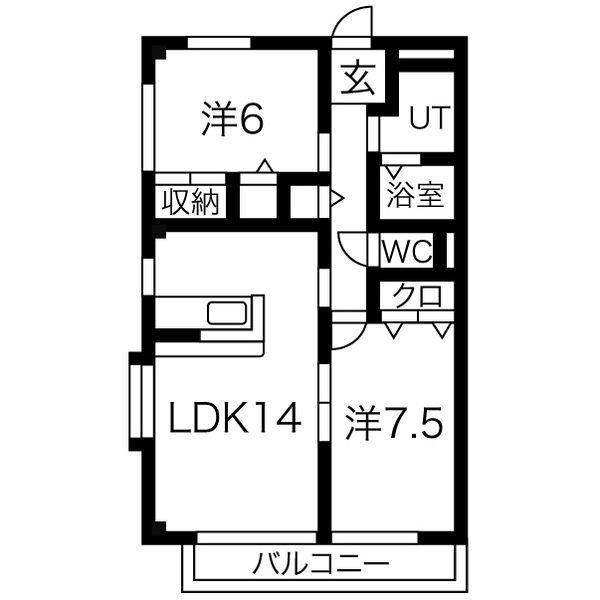 サンピュア PEACH TOWN(2LDK/1階)の間取り写真