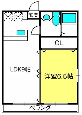 オリーブステージB棟(1LDK/1階)の間取り写真