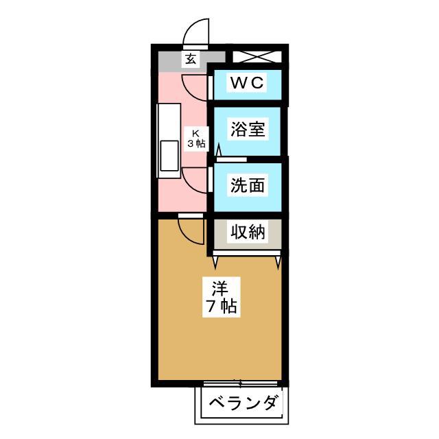 グレイトフルフジワラA(1K/2階)の間取り写真