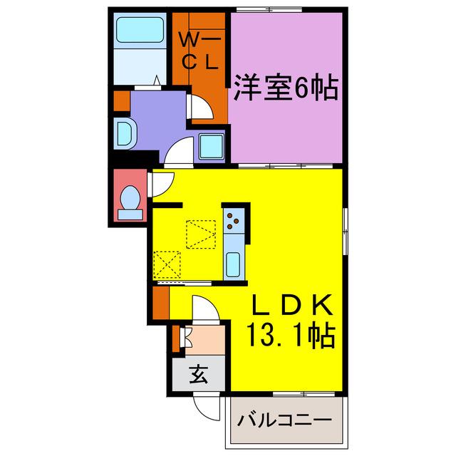 ジュワイユー・ベルIII(1LDK/1階)の間取り写真