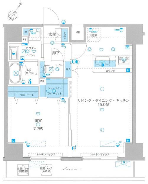 GENOVIA浅草IIIGREENVEIL(1LDK/8階)の間取り写真