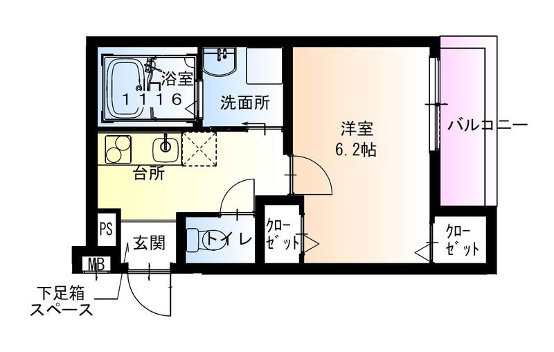 フジパレス西宮甲東園III(1K/3階)の間取り写真