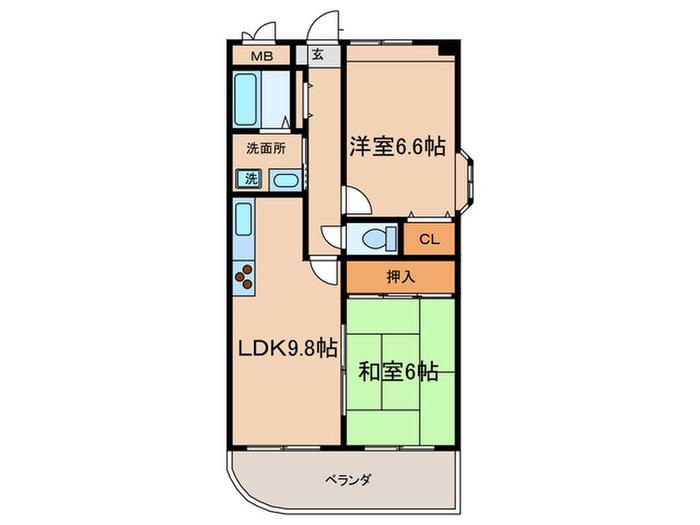 ドリーム大桐(2LDK/6階)の間取り写真