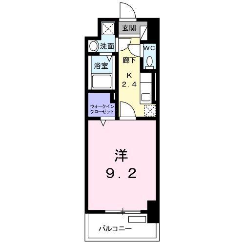 エヴァーグリーンR(1K/4階)の間取り写真