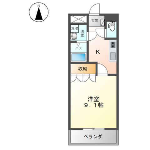 ルミエールラパン(1K/1階)の間取り写真