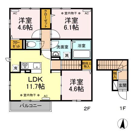 フェリーチェ II(3LDK/2階)の間取り写真