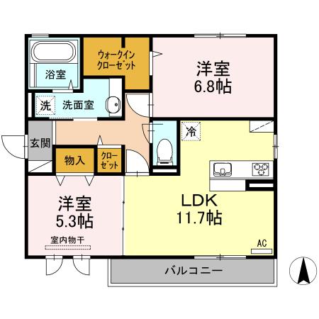 アメニティ イン 大門(2LDK/3階)の間取り写真