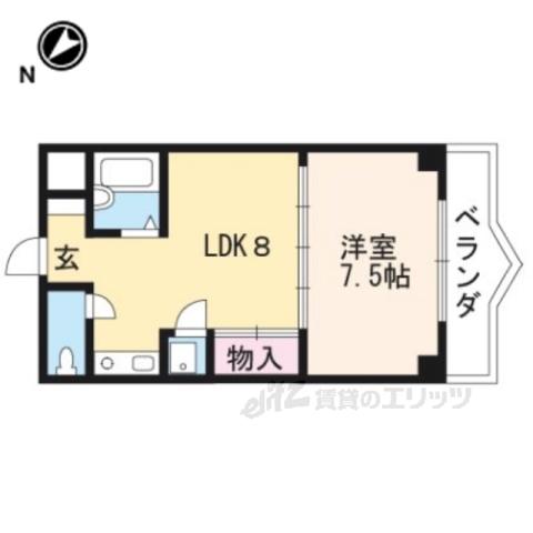西河原マリーンハイツ(1DK/2階)の間取り写真