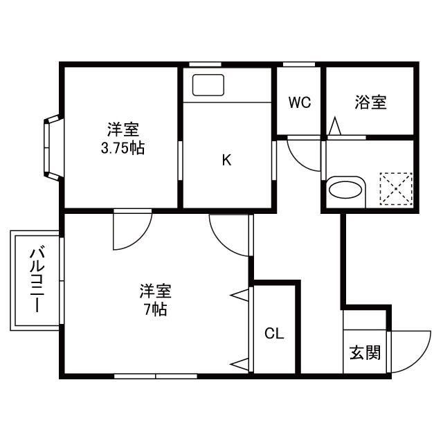 サンライズ東大宮(1DK/2階)の間取り写真