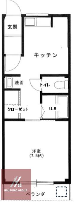 協和ハイツ(1DK/3階)の間取り写真