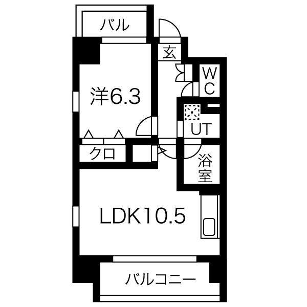 ファインコート(1LDK/9階)の間取り写真