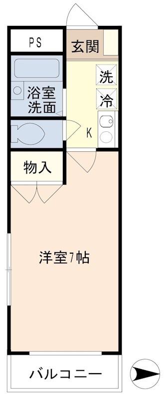 チェリーK(1K/3階)の間取り写真