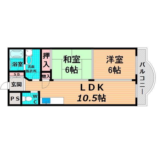 リバーライズ放出(2LDK/4階)の間取り写真