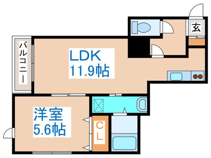 スカイパレス北1条(1LDK/6階)の間取り写真