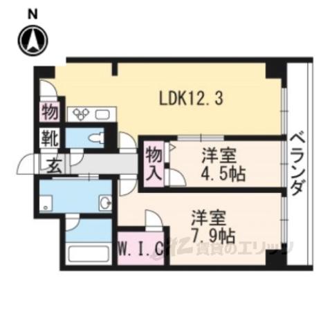 セントリヴィエ二条(2LDK/1階)の間取り写真