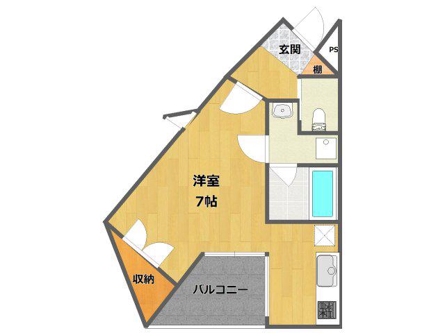 ソリューション甲子園(ワンルーム/4階)の間取り写真